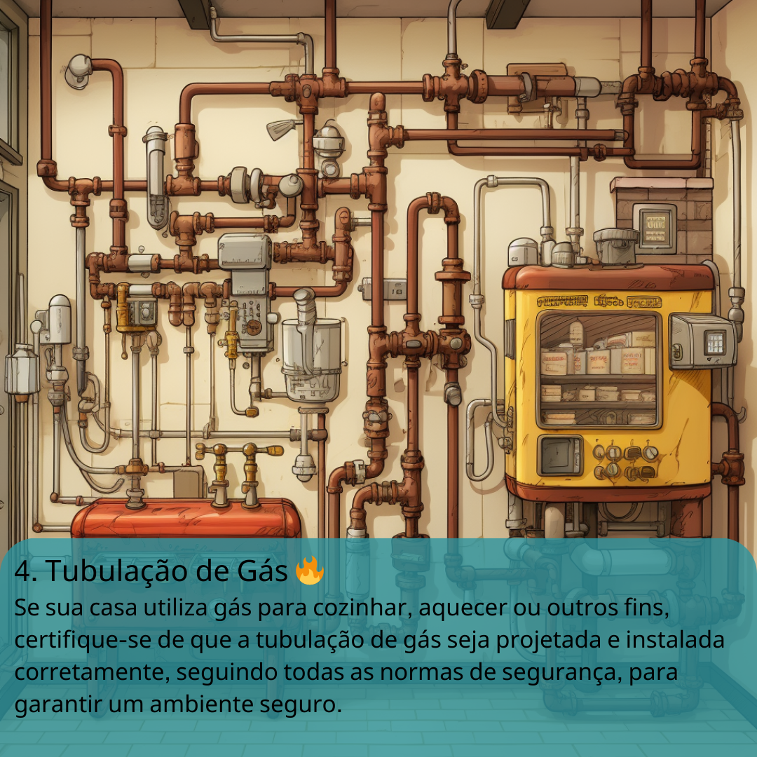 Ilustração da Tubulação de Gás de cozinha e aquecedor